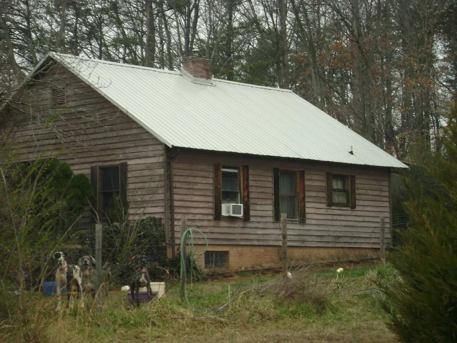 White metal roof on an old wood sided farmhouse, from a Metal Roof Installation job in Buffalo